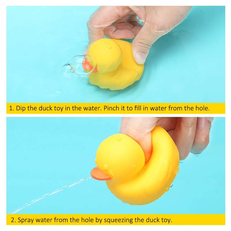 KEAN New Arrivals Mold Free Silicone Baby Bath Time Shower Toy Animals Duck Water Spray Toddler Duck Bath Toy For Kids