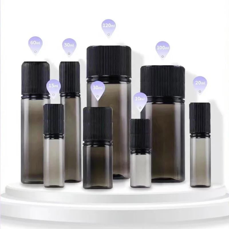 PET Plastic 30ml 50ml 90ml 100ml 120ml Child Tamper Proof Cap  Screen Printed Liquid Dropper Bottle for Juice Essential