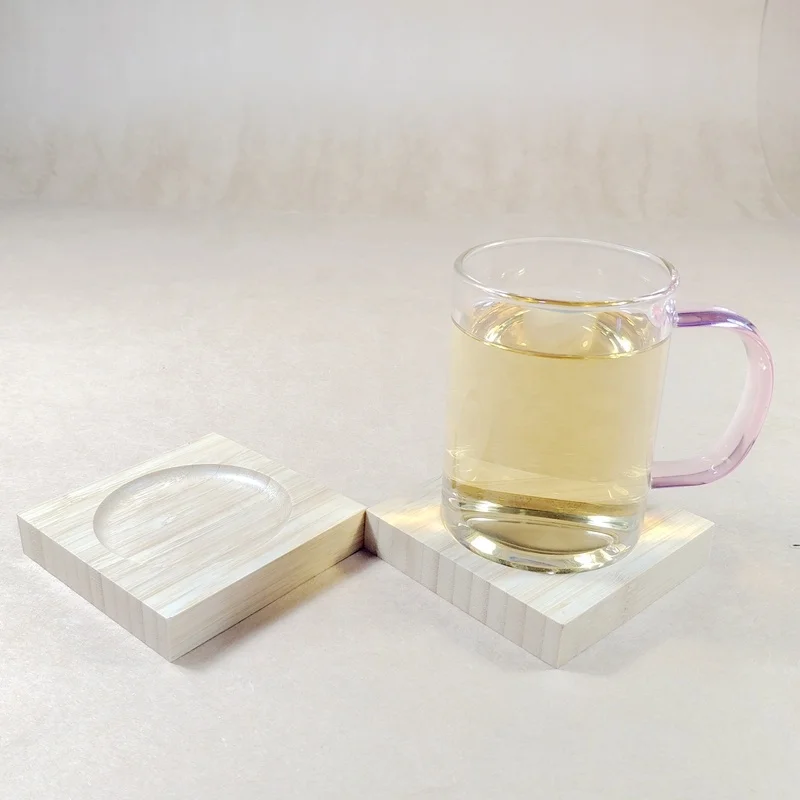 Factory Supply High Class 1Pcs Bamboo Serving Glass Cup Tray/Elegant Cup Bamboo Tray/Bamboo Wood Tray for Glass Tea Cup for Home