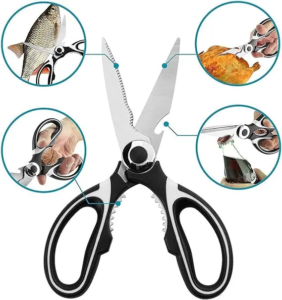Heavy Duty Stainless Steel Kitchen Scissors Multipurpose Utility Food Shears for Meat Fish Poultry Cutting