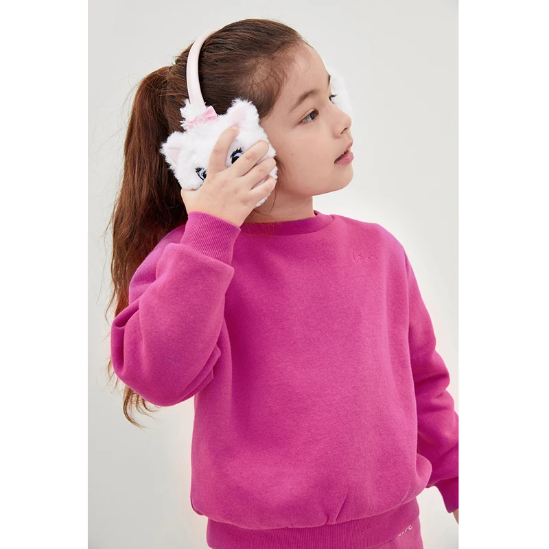 
2020 winter Custom logo solid color pullover girl baby kids fleece sweatshirt 