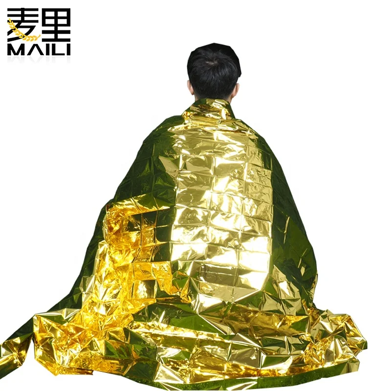 factory direct aluminized PE mylar emergency blanket for outdoors survival camping and first-aid or emergency kit