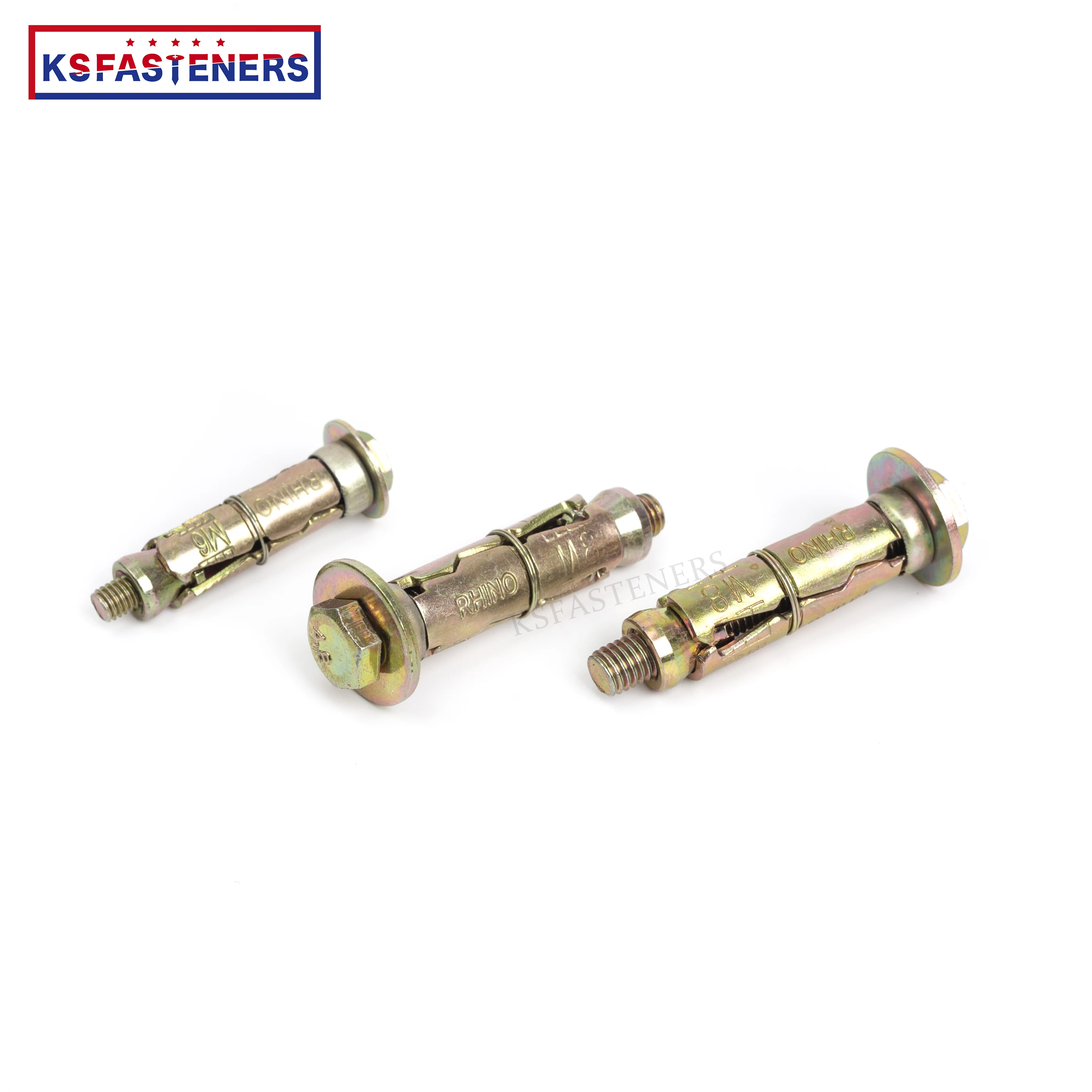 Galvanized Carbon steel 3Pcs 4Pcs Heavy Duty Shield  Anchor Expansion Anchor Bolts