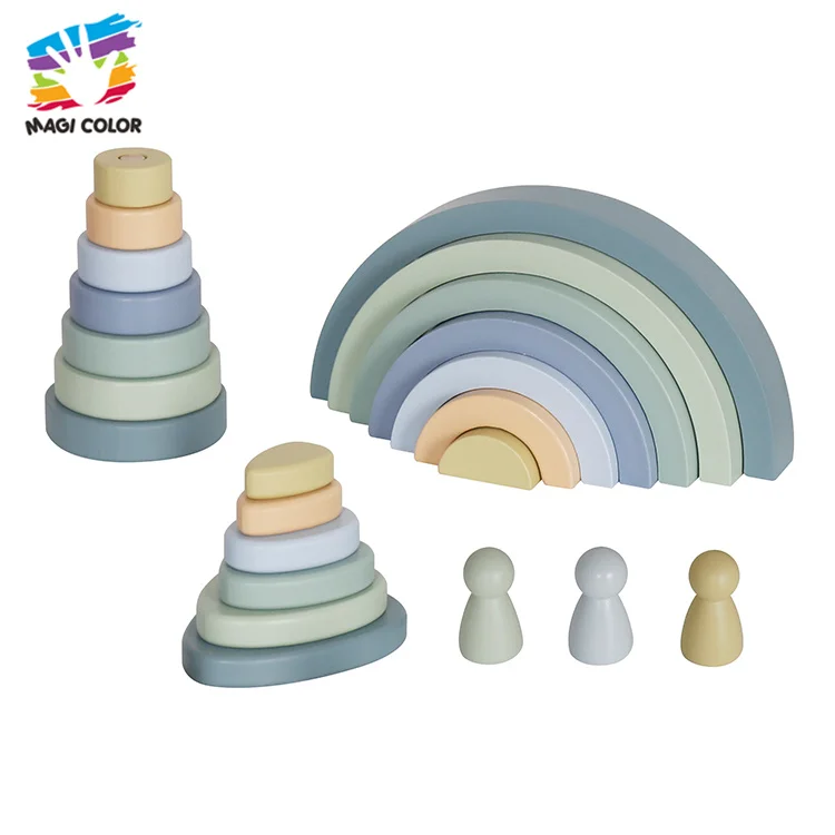 Montessori Toys 3 in 1 Stacking Wooden Rainbow Stacker for Toddlers W13D455B