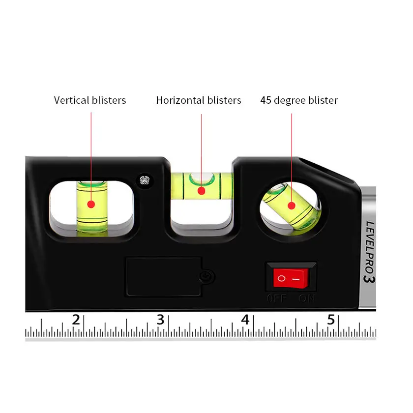 Laser Horizon Vertical Measure Tape Portable Home Decoration Tool Tape LV03 Measure Laser Level Black OEM