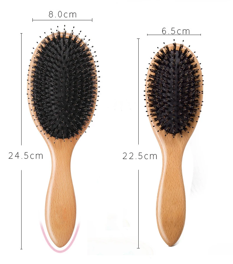 Wooden Paddle Hair Brush Cone Round Hair Comb And Brush Set Boar Bristle Private Label Wood Extension Hair Brush For Women