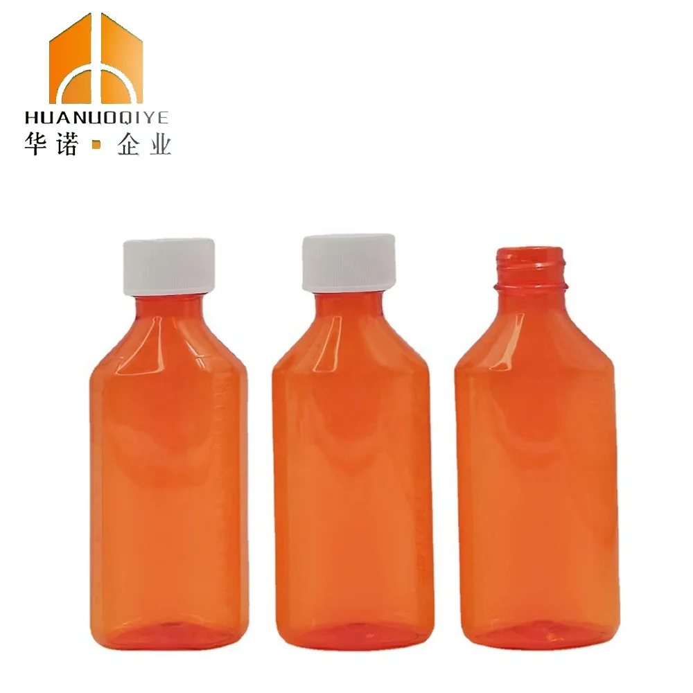 4oz 8oz 16oz Pharmaceutical Amber PET Plastic Popular Modern Arch Bottle With 28-400 Neck Finish For Cough Syrup Liquid Medicine