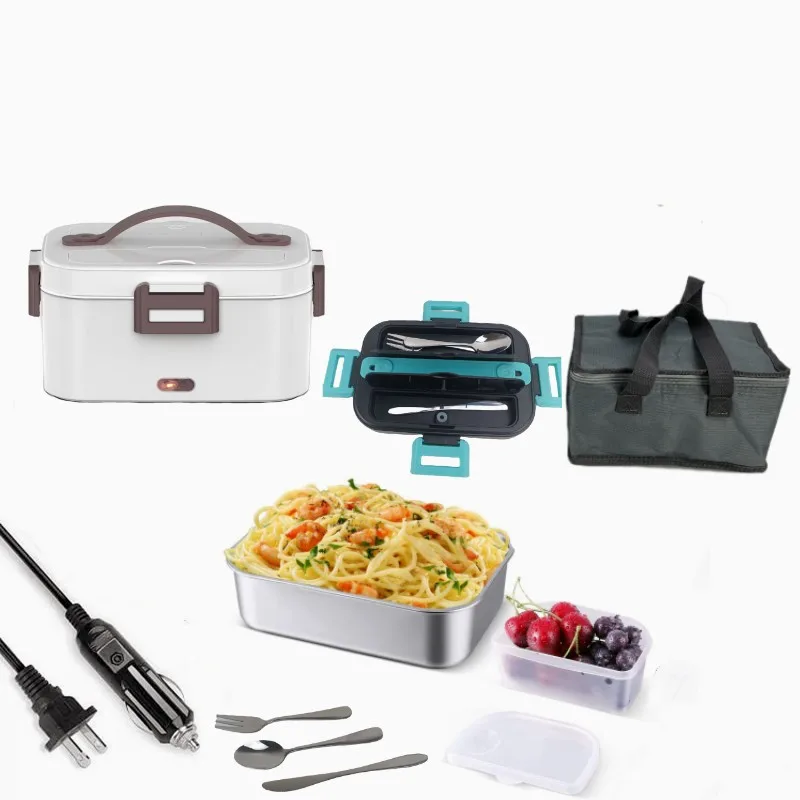Hot Sale 110v 12v thermo Portable Removable 304 Bento  Food Heated Electric Lunch Box Stainless Steel lunch box electric
