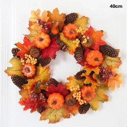 National Pine Cone Maple leaf pumpkin Fall Front Door Wreath 40CM
