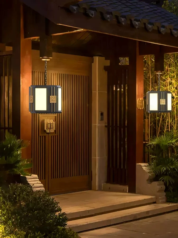 Outdoor villa chandelier outdoor courtyard waterproof pavilion landscape lights new Chinese pavilion chandelier