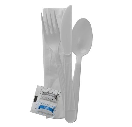 eco cutlery salt and pepper wrapped napkin PLA bag plastic with heavy duty