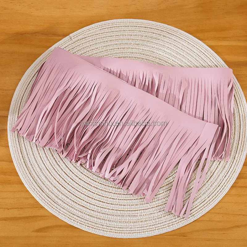 Long and short black accessories PU imitation leather double-sided fringed leather must be tassels fringed lace skirt hem