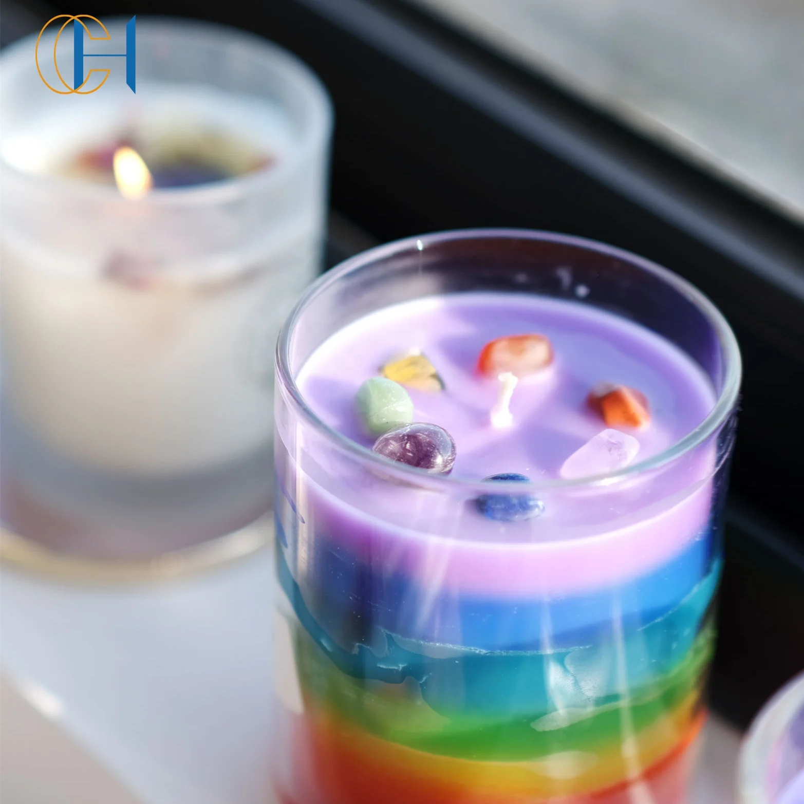 China Suppliers Wholesale Luxury 2022 Handmade Organic Spell Scented Spiritual Colorful Chakra Soy Wax Relax Meditation Candle
