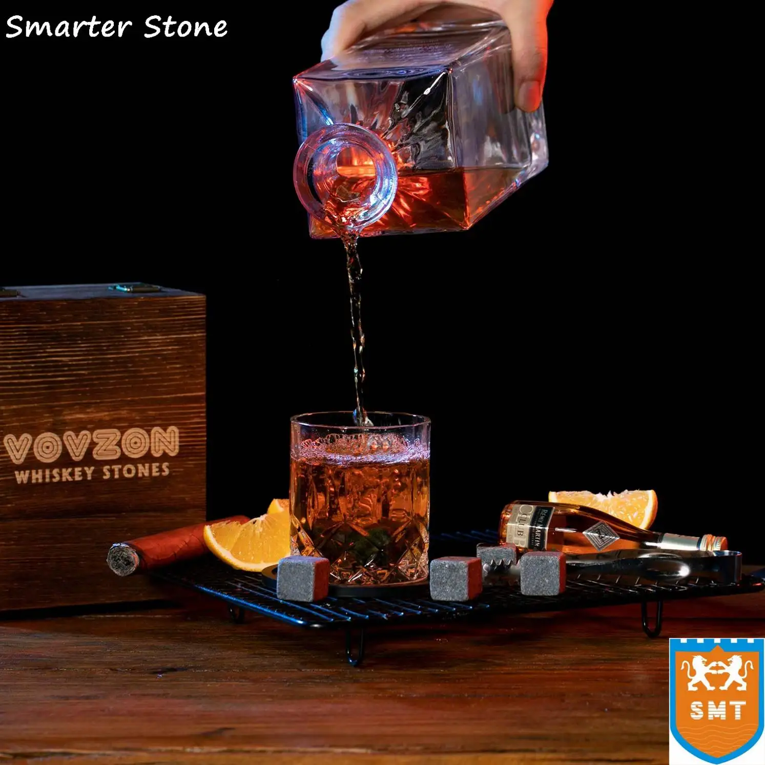 Natural Whiskey Stones Sipping Ice Cube Wine Stone Whisky Rock Cooler Barware Tool in gratin for Bar Accessories