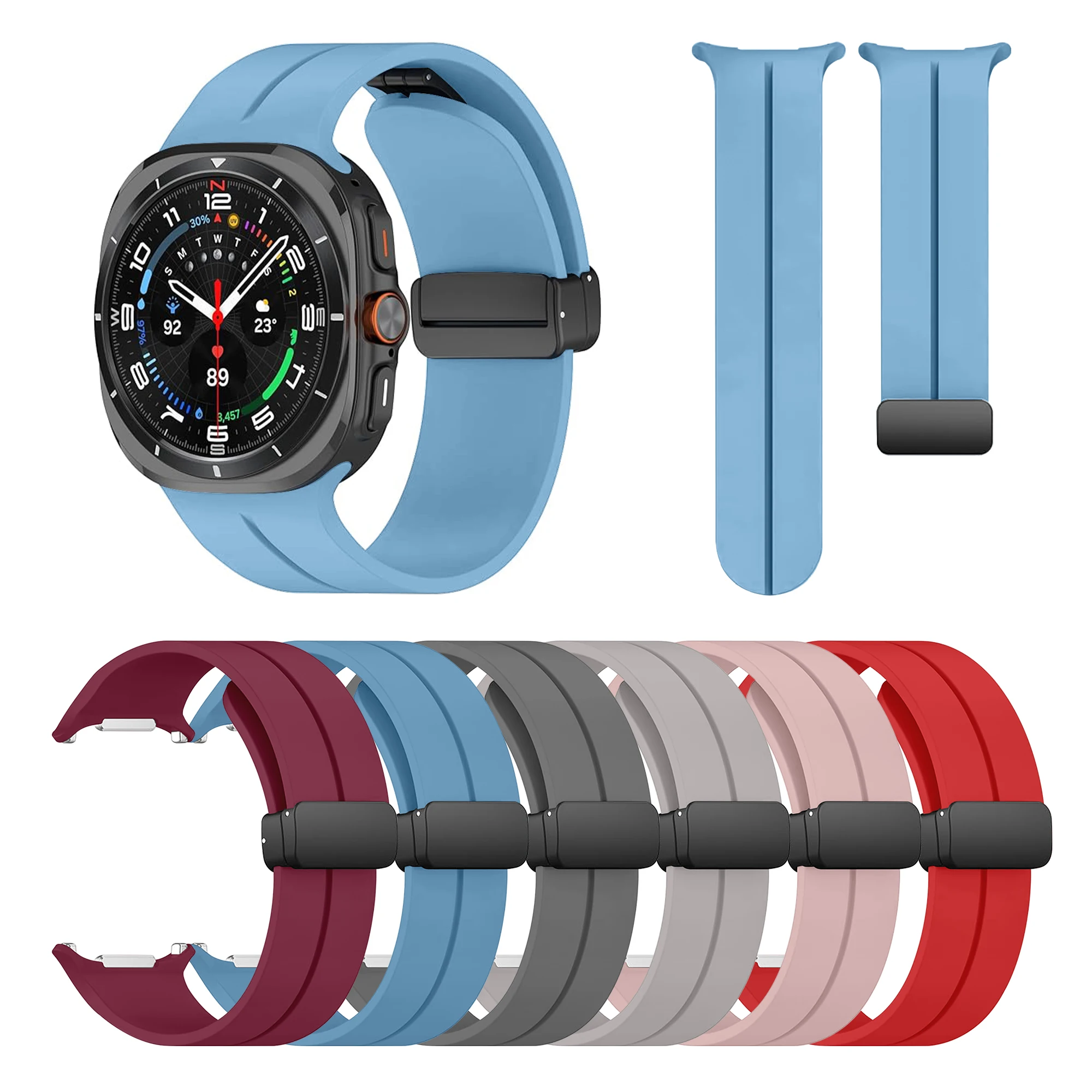 RYB Silicone sport watch band with magnetic closure rubber watch strap for Samsung Galaxy Watch Ultra 47mm