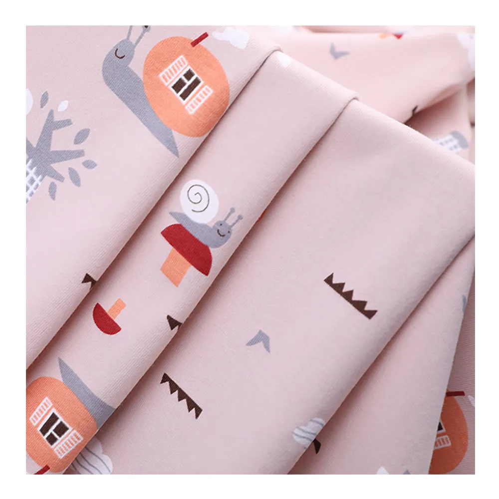  Wholesale Cheap Double Sided Cotton Lycra Knit Fabric Custom Digital Printed For Shirt And Baby