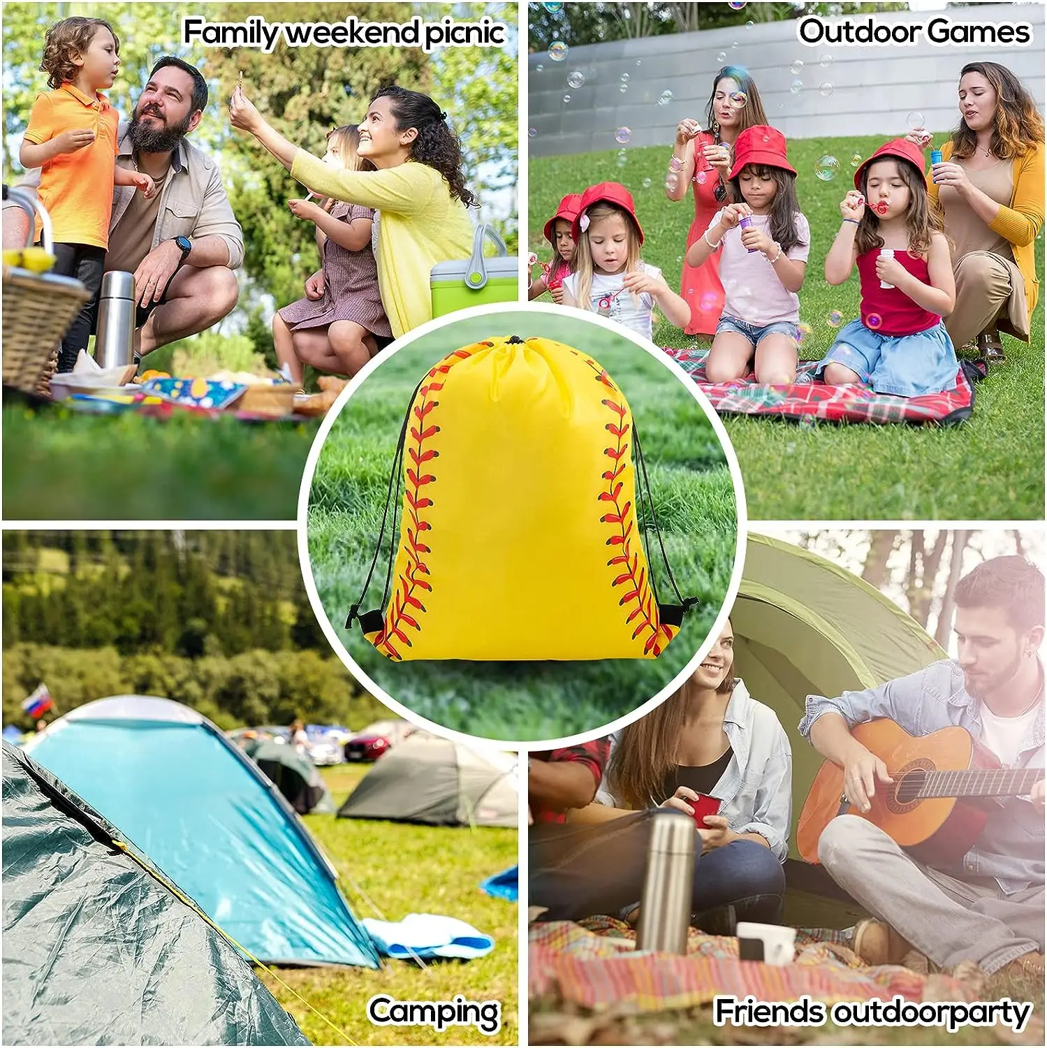 Amazon Wish hot sale baseball pattern Sports Drawstring Backpack Bags for Gym Sports