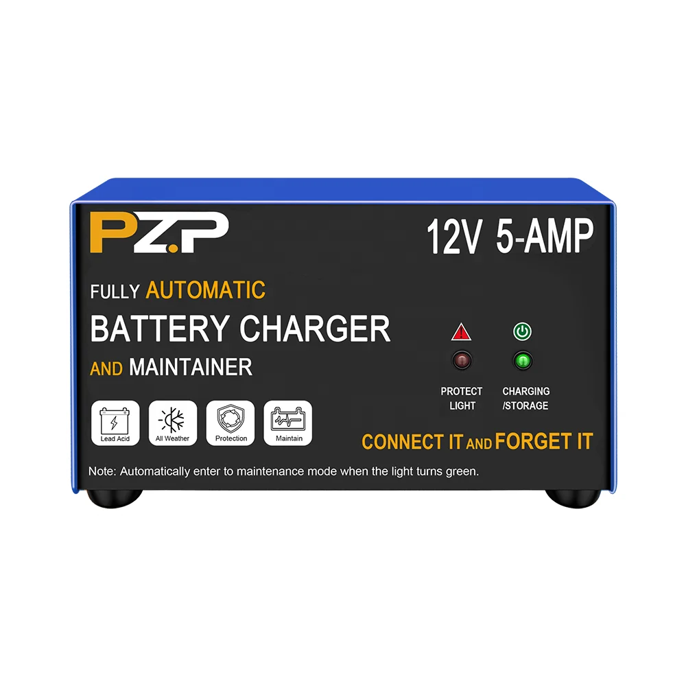 PZP 12V 5A Battery Charger Smart Automotive 12 Volt Trickle Charger and Maintainer 12V Car Battery Charger