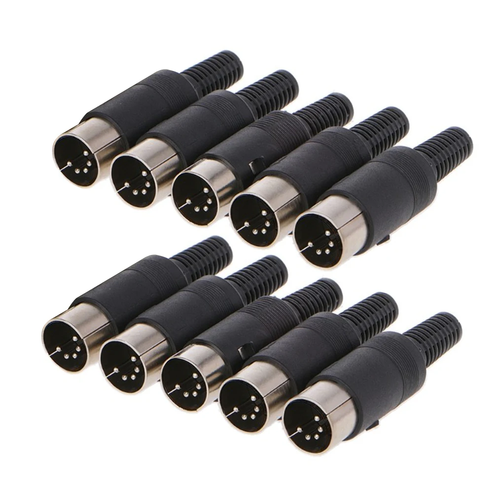 5 Pin DIN Plug Male Connector Jack with Plastic Handle Keyboard Cable Adapter Connector