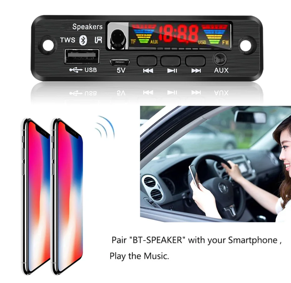 Плата MP3 декодера 5 В беспроводной аудио модуль 0 цветной экран поддержка APE USB TF FM радио автомобильные