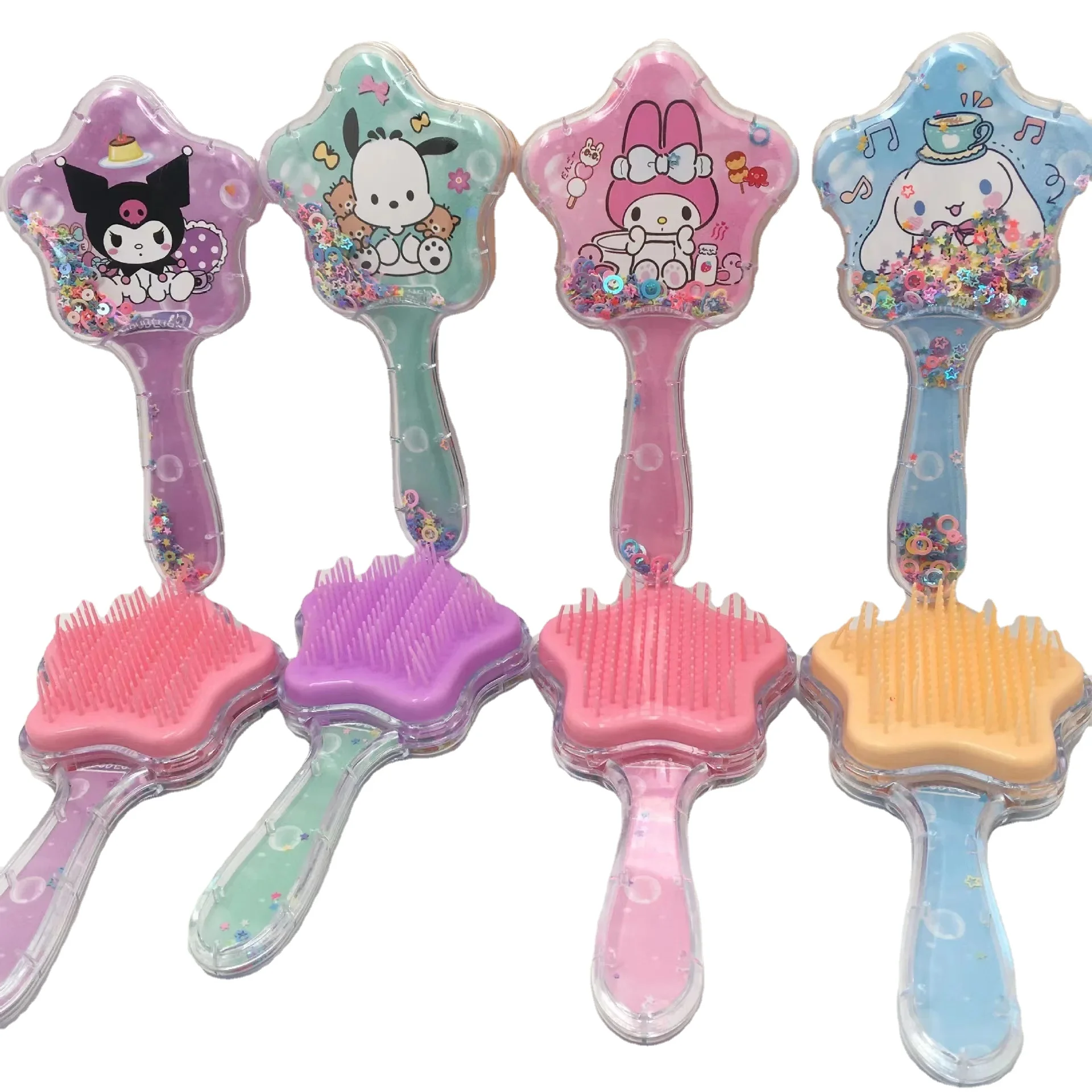 Wholesale Sanrioed Hair Comb Liquid Sequins Quicksand Sanrioed Kuromi My Melody Cinnamoroll Massage Combs Sanrioed Accessories
