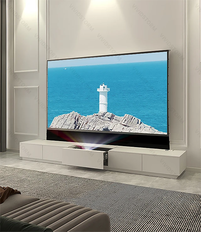 VIVIDSTORM Motorised Laser TV Cabinet Monte Carlo TV stand projection screen integrated cabinet for all UST projector