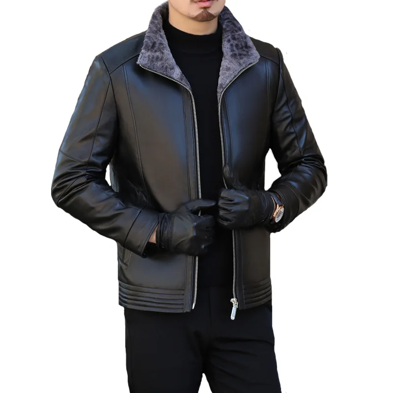 
S-6XL Factory Direct Sales men real pure black brown leather jacket 