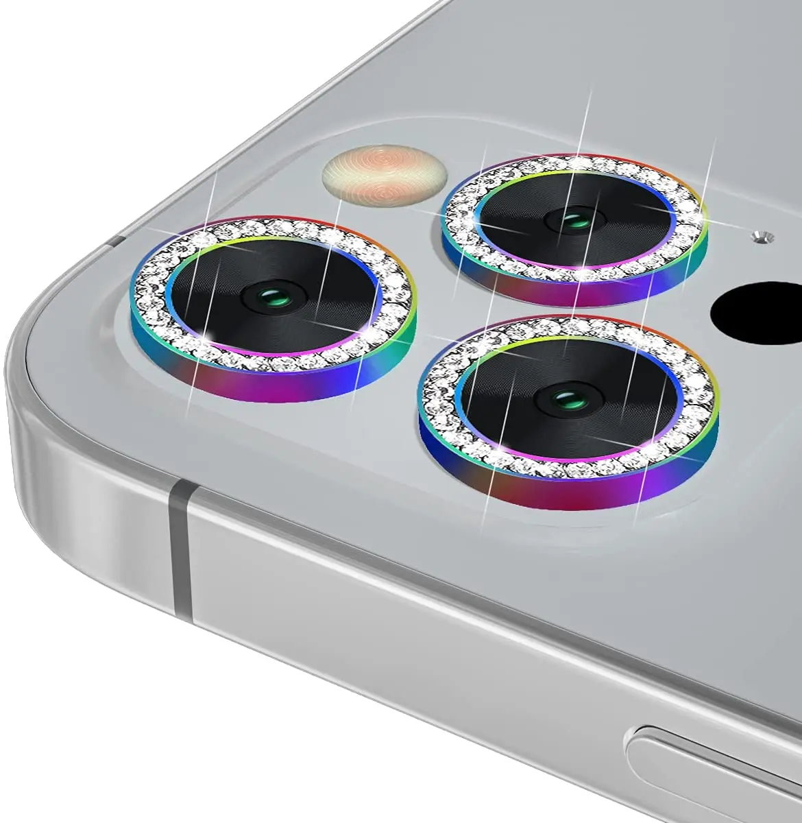 Good Price Aluminum Alloy Bling Color Diamond Camera Lens Protector Compatible For iphone12 Pro Max (1600263507939)