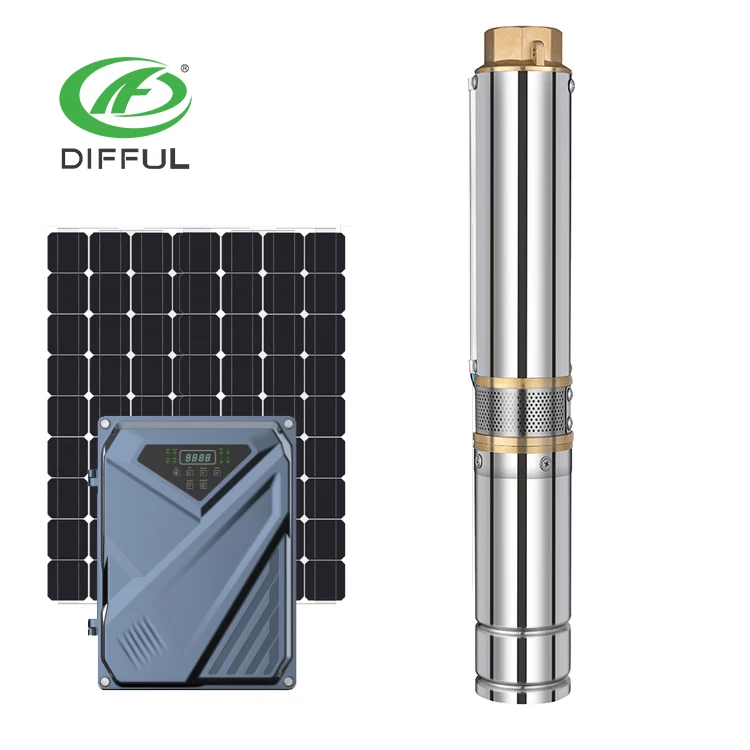 Difful brand 300m head 4kw solar dc power AC/DC   hybrid pump for deep well irrigation