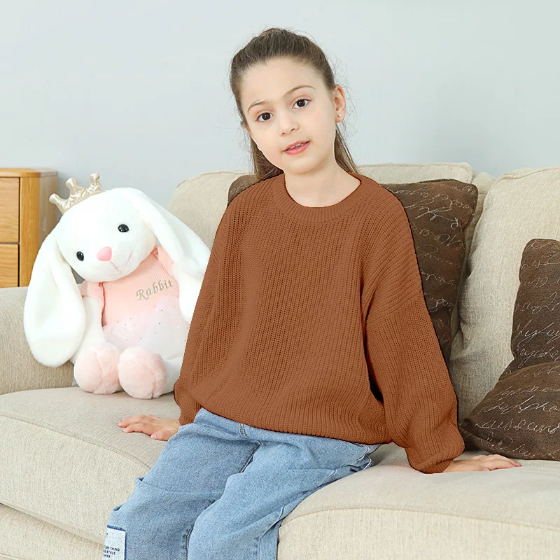 Professional China Supplier Custom Solid Chunky Knitted Clothes Boy Jumper Sweater Cotton  Kids Pullover Kids Sweater For Girls