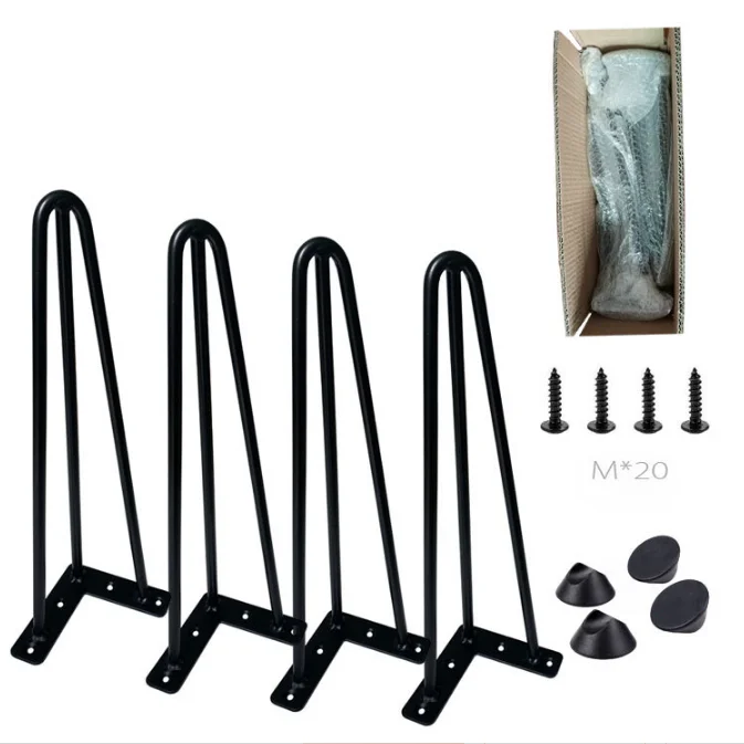 16 18 Inch 3 Rods Black Hairpin Coffee Table Legs Industrial Iron Metal Hairpin Desk Dining Table Legs HairPin Legs