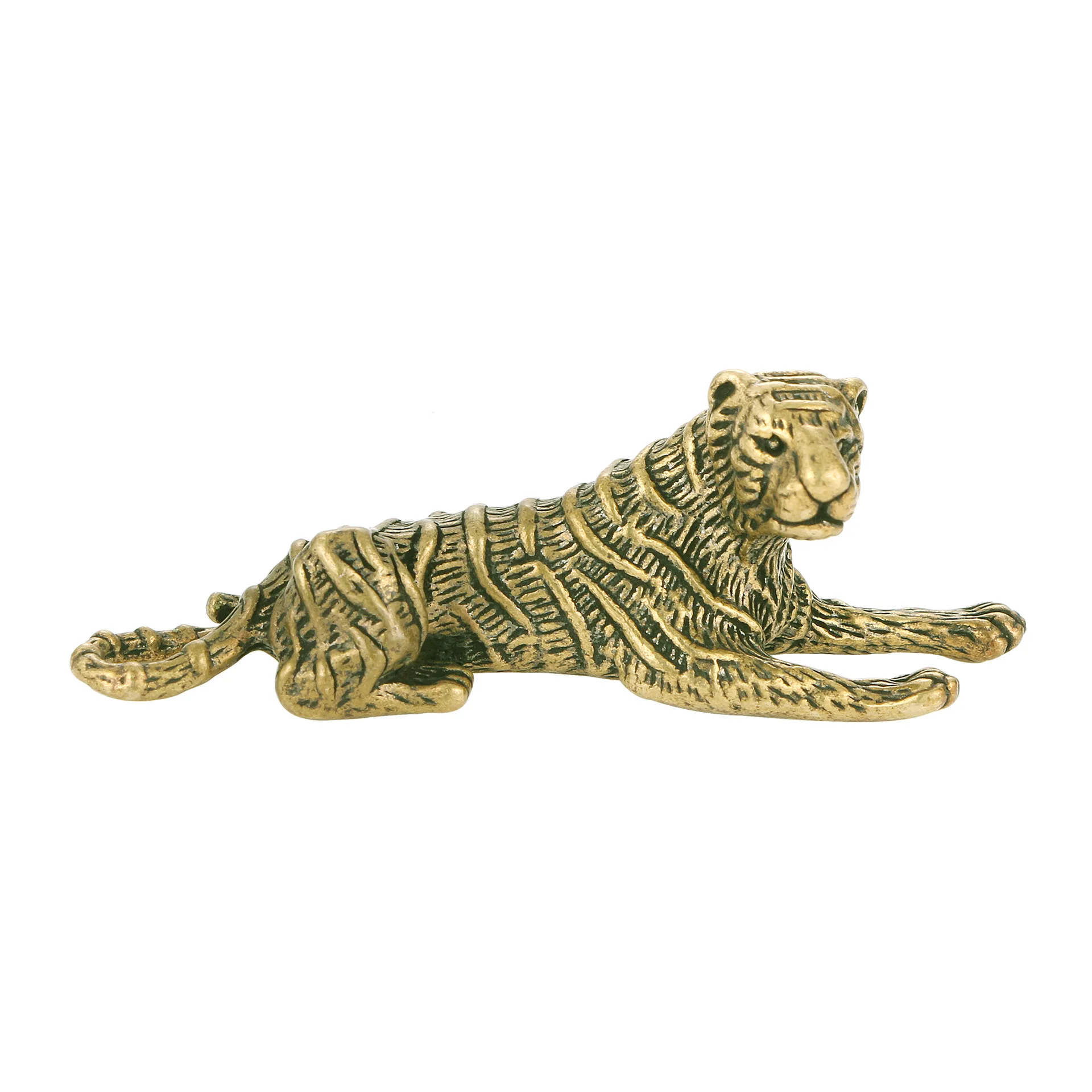 Retro style tiger pure copper ornaments made of old antique brass zodiac tiger