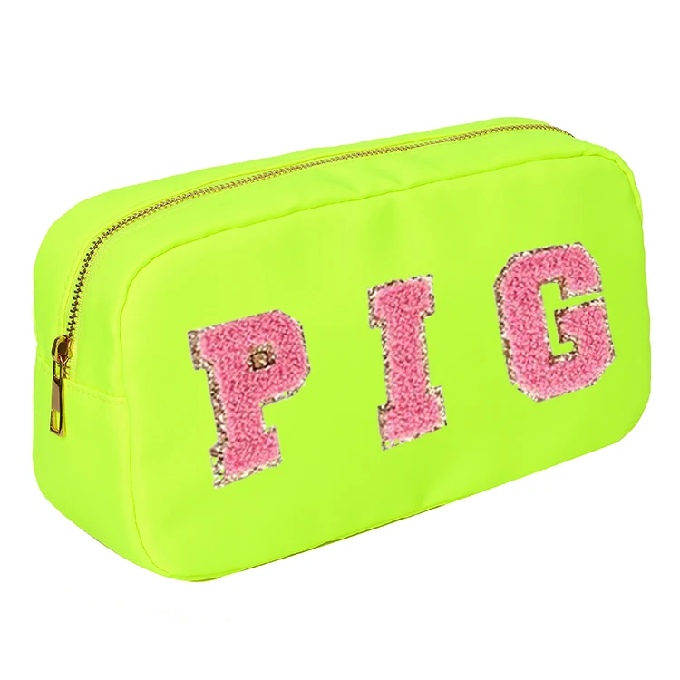 Personalized  Makeup Bag In Stock S/M/L/XL Size Travel Towel Embroidery Chenille Patches Logo Waterproof Cosmetic Bags