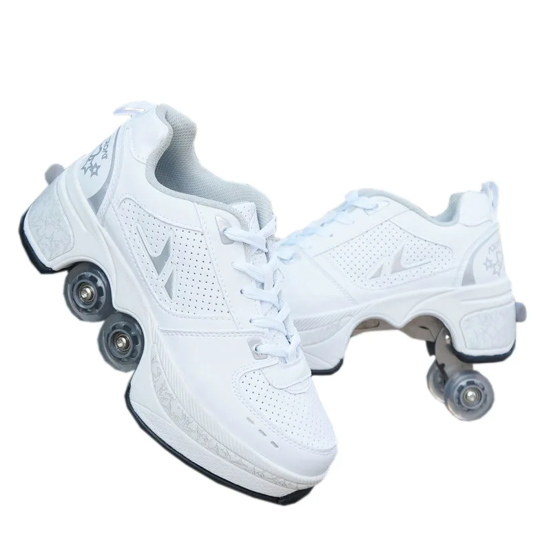 Retractable Skating Outdoor Quad roller Skates shoes with Wheels