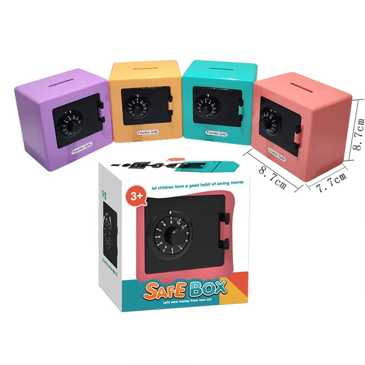 Children Custom Plastic Square Banks Safe Mini Lock And Key Save Boxes Savings Money Saving Box Piggy Bank Coin Toy for Kids