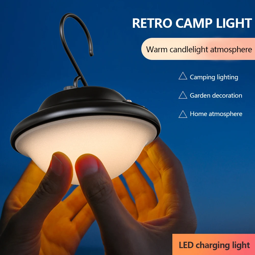 1200mAH Retro led camping lantern Mini rechargeable camping lantern lamp portable camping lights With hook