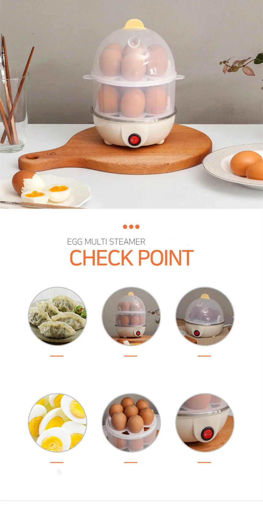 Automatic Mini Egg Cooker Machine Electric Stainless Steel Boiler Deluxe Rapid Egg Cooker