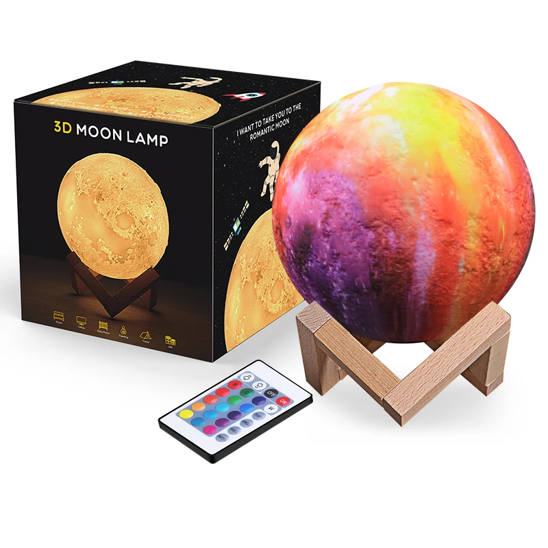 
Pink Starry Sky 3D Moon Lamp touch remote control home indoor decoration lighting 