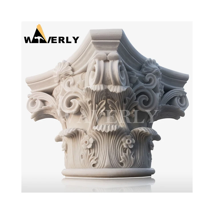 Waverly Factory Wholesale Stone Carving Pillar Cap Design Marble Granite Column Caps Roman Stone Column Capital