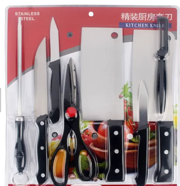 Popular Wholesale Kitchen Knife Set 8-piece Cheap Promotional Gifts Stainless Steel Chef Knife Set