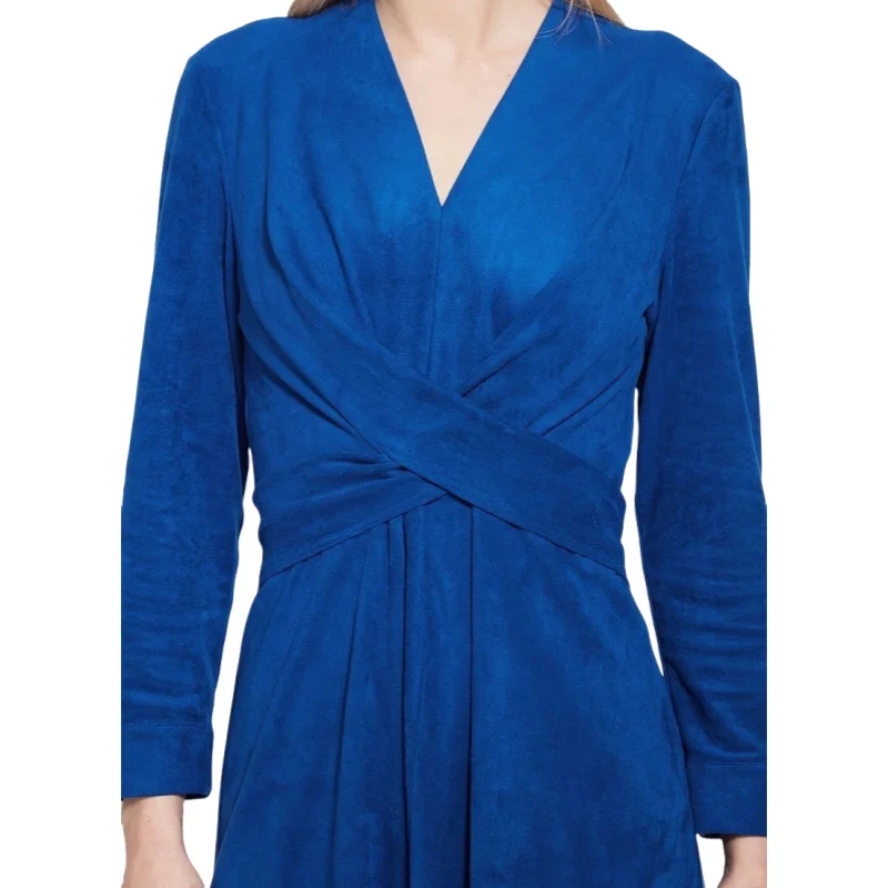 Factory Price V-Neck Temperament Pleated Stretch V-neck Suede Temperament Elegant Dress