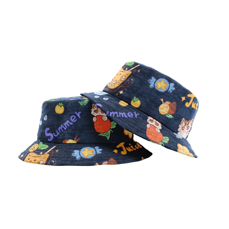 Custom Design colours 100% cotton Travel Beach Hat Fisherman Hat Printed Embroidery Custom logo Personality Fisherman hat