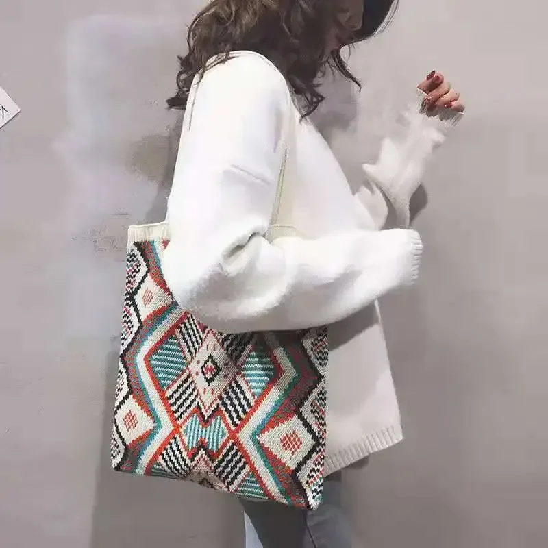 2023 new fashion wholesale Crochet Bags for Women Aesthetic Crochet  Bag Shoulder Handbags Shopping Bag W6054