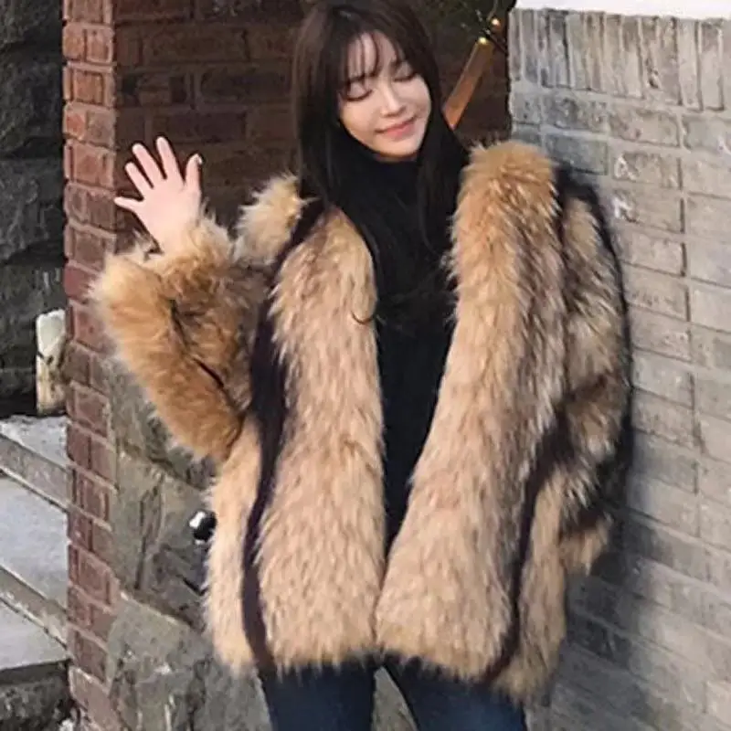 2022 Luxury Winter Fur Coat Fashion Racoon Genuine Fox Fur Coat for women