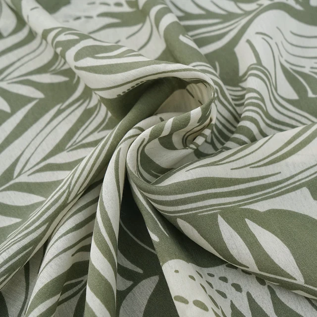Rayon leaf printed ripstop nylon elastane fabric for clothing dress