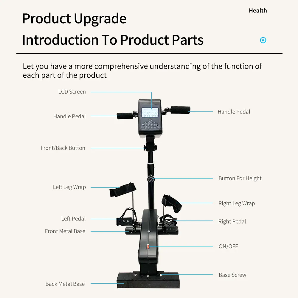 Professional  LCD display Body Healthcare Supplement Portable Electric Motorized mini exercise bike
