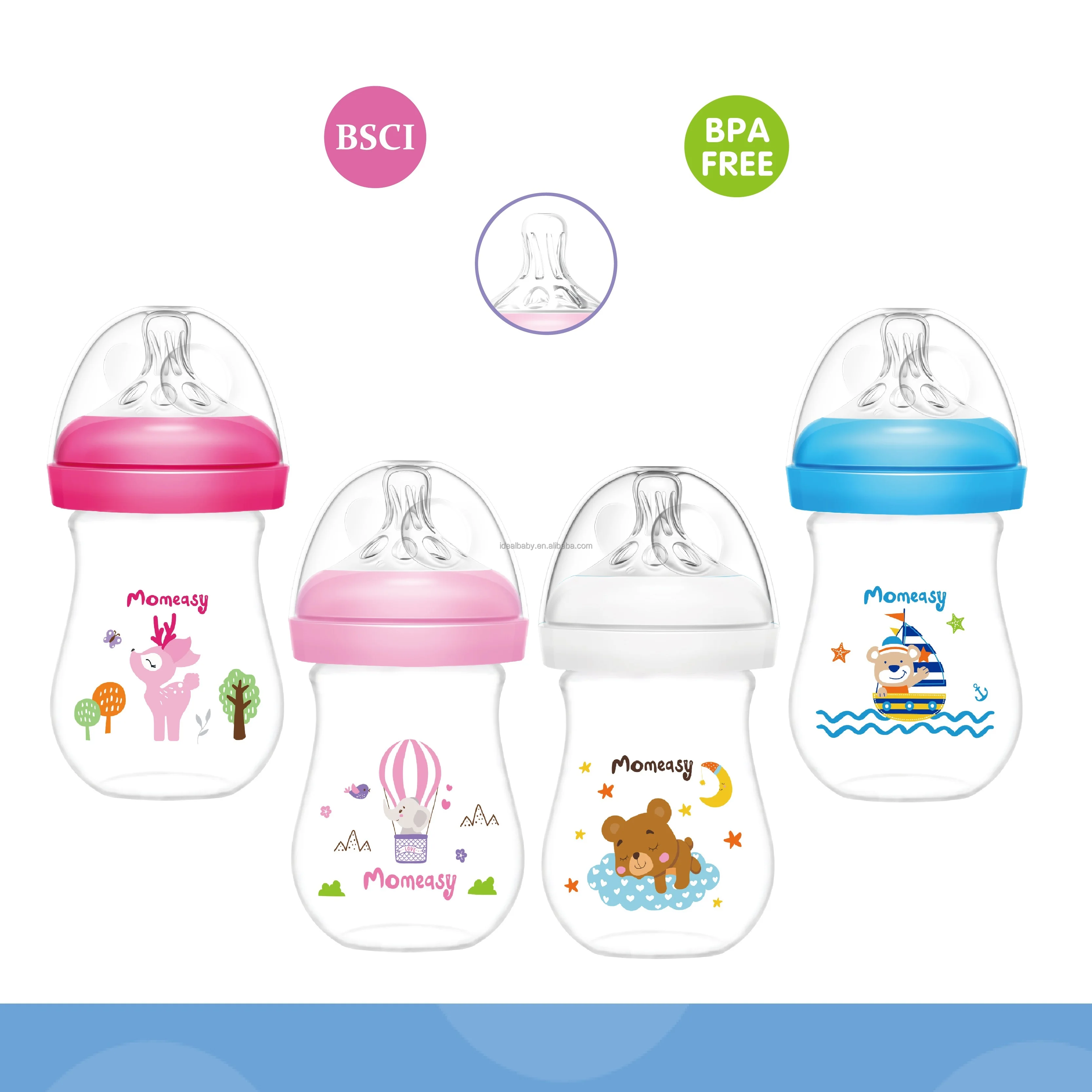 10OZ/300ML PP Wide Neck Baby Feeding Bottle With Double Handle