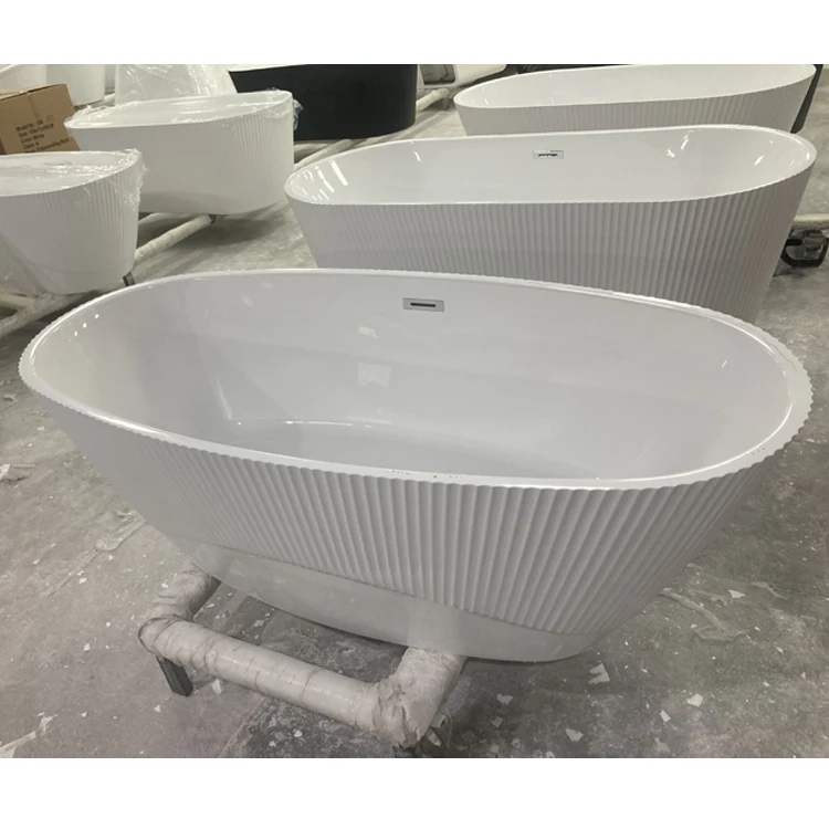 Housen Single Adult Bathtub Customized Logo Acrylic Material Oval Shape 1.5m 1.7m Graphic Design Bathroom Divano Freestanding