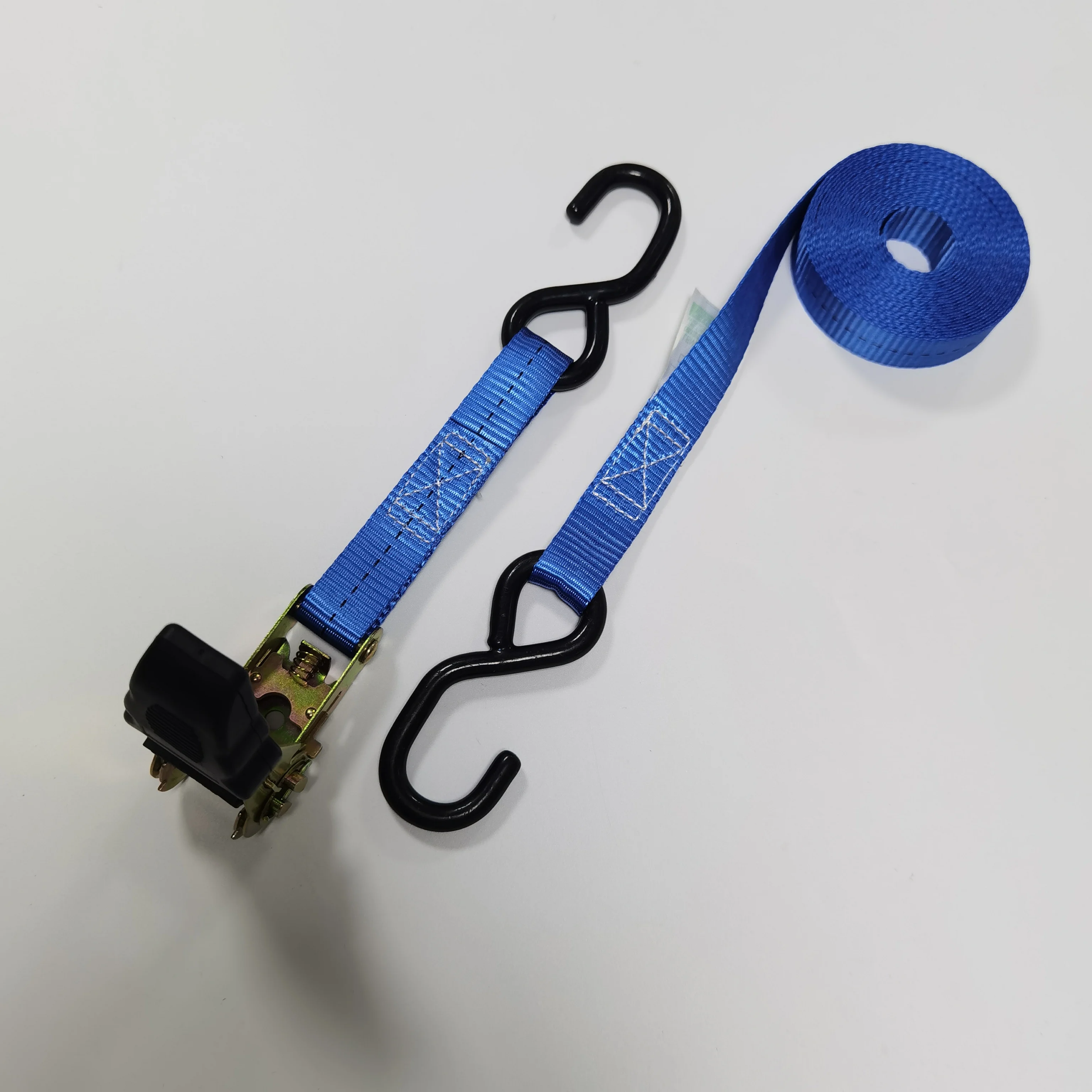 25mm 800kgs 5m Motorcycle ATV Motorbike Cargo Straps With Coated S Hooks Ratchet Tie Down for Trailers