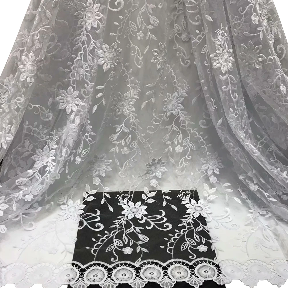 new arrival French lace high quality fiber embroidery decoration sequins lace fabrics for African fashion dress